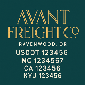 Custom Designed Truck Door Decal With Company or Trucking Name, Location, USDOT, MC, CA, KYU or GVW Sticker Sign For Compliance (2-Pack)