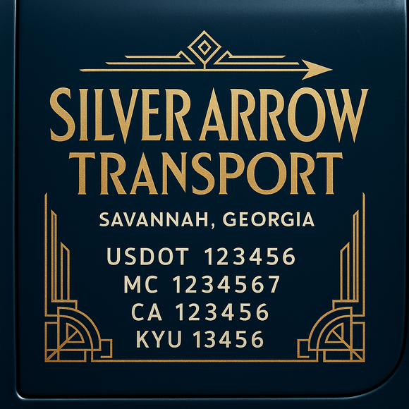 Custom Designed Truck Door Decal With Company or Trucking Name, Location, USDOT, MC, CA, KYU or GVW Sticker Sign For Compliance (2-Pack)
