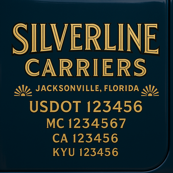 Custom Designed Truck Door Decal With Company or Trucking Name, Location, USDOT, MC, CA, KYU or GVW Sticker Sign For Compliance (2-Pack)
