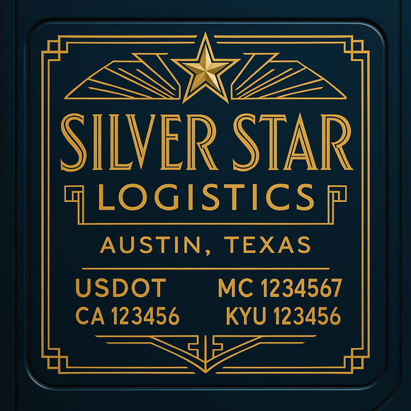 Custom Designed Truck Door Decal With Company or Trucking Name, Location, USDOT, MC, CA, KYU or GVW Sticker Sign For Compliance (2-Pack)
