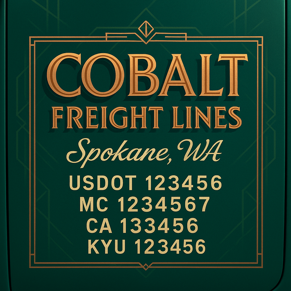 Custom Designed Truck Door Decal With Company or Trucking Name, Location, USDOT, MC, CA, KYU or GVW Sticker Sign For Compliance (2-Pack)