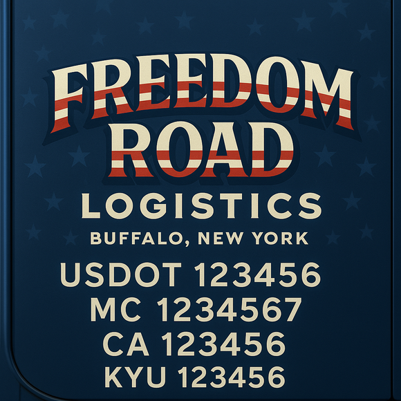 Custom Designed Truck Door Decal With Company or Trucking Name, Location, USDOT, MC, CA, KYU or GVW Sticker Sign For Compliance (2-Pack)