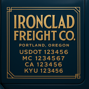 Custom Designed Truck Door Decal With Company or Trucking Name, Location, USDOT, MC, CA, KYU or GVW Sticker Sign For Compliance (2-Pack) (Copy) (Copy)