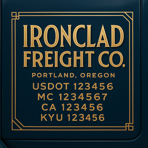Custom Designed Truck Door Decal With Company or Trucking Name, Location, USDOT, MC, CA, KYU or GVW Sticker Sign For Compliance (2-Pack) (Copy) (Copy)