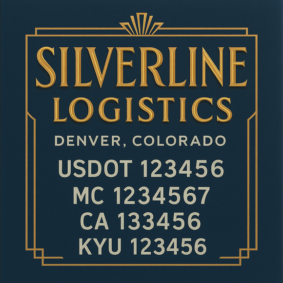 Custom Designed Truck Door Decal With Company or Trucking Name, Location, USDOT, MC, CA, KYU or GVW Sticker Sign For Compliance (2-Pack) (Copy)