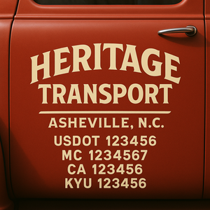 Custom Designed Truck Door Decal With Company or Trucking Name, Location, USDOT, MC, CA, KYU or GVW Sticker Sign For Compliance (2-Pack)