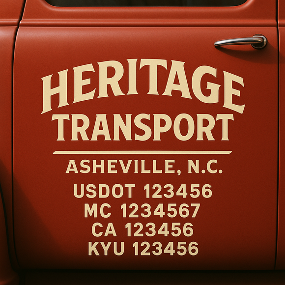 Custom Designed Truck Door Decal With Company or Trucking Name, Location, USDOT, MC, CA, KYU or GVW Sticker Sign For Compliance (2-Pack)