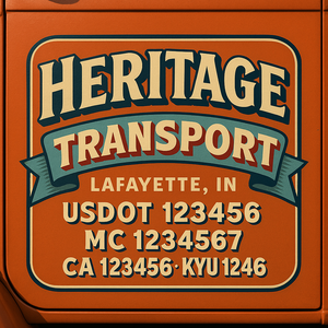 Custom Designed Truck Door Decal With Company or Trucking Name, Location, USDOT, MC, CA, KYU or GVW Sticker Sign For Compliance (2-Pack)