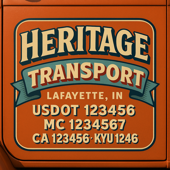 Custom Designed Truck Door Decal With Company or Trucking Name, Location, USDOT, MC, CA, KYU or GVW Sticker Sign For Compliance (2-Pack)