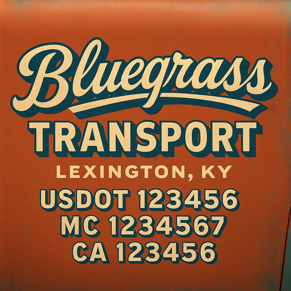 Custom Designed Truck Door Decal With Company or Trucking Name, Location, USDOT, MC, CA, KYU or GVW Sticker Sign For Compliance (2-Pack)