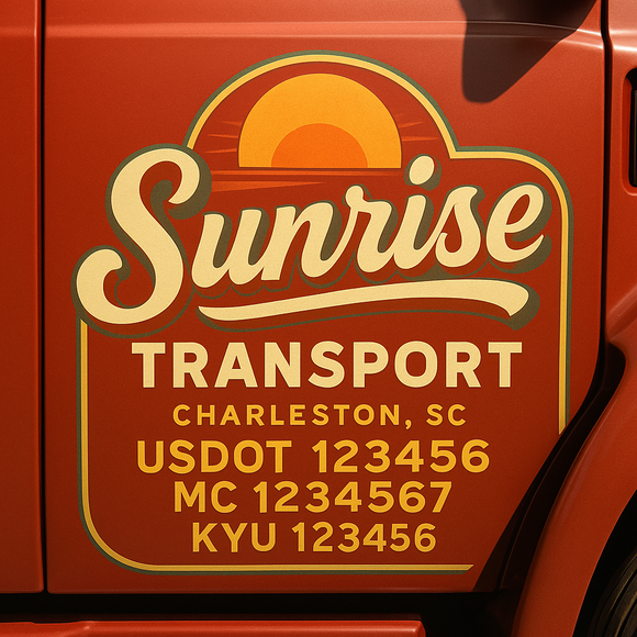 Custom Designed Truck Door Decal With Company or Trucking Name, Location, USDOT, MC, CA, KYU or GVW Sticker Sign For Compliance (2-Pack)