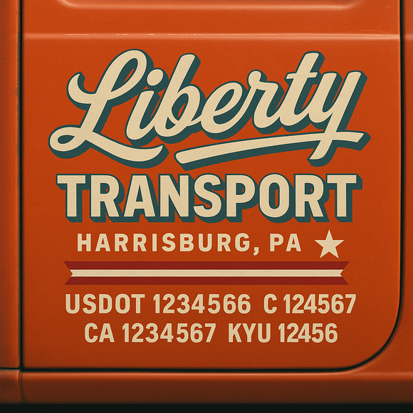 Custom Designed Truck Door Decal With Company or Trucking Name, Location, USDOT, MC, CA, KYU or GVW Sticker Sign For Compliance (2-Pack)