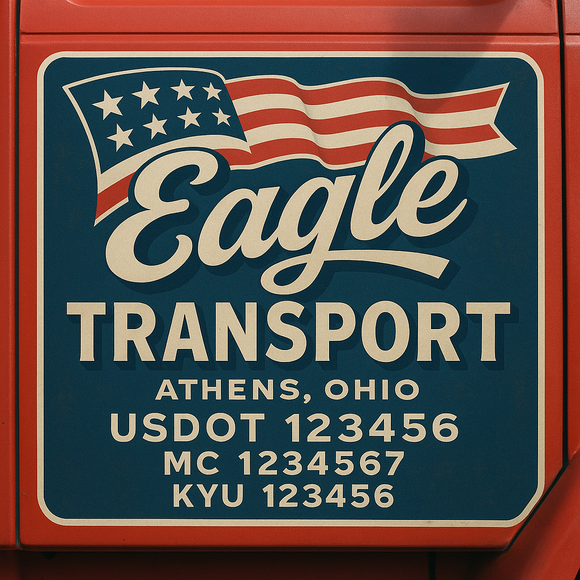 Custom Designed Truck Door Decal With Company or Trucking Name, Location, USDOT, MC, CA, KYU or GVW Sticker Sign For Compliance (2-Pack)