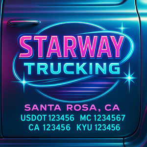 Custom Designed Truck Door Decal With Company or Trucking Name, Location, USDOT, MC, CA, KYU or GVW Sticker Sign For Compliance (2-Pack)