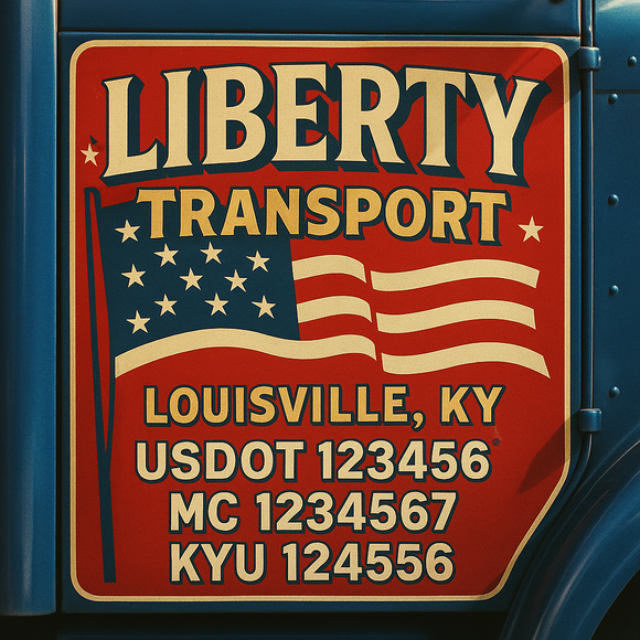 Custom Designed Truck Door Decal With Company or Trucking Name, Location, USDOT, MC, CA, KYU or GVW Sticker Sign For Compliance (2-Pack)