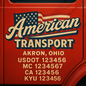 Custom Designed Truck Door Decal With Company or Trucking Name, Location, USDOT, MC, CA, KYU or GVW Sticker Sign For Compliance (2-Pack)