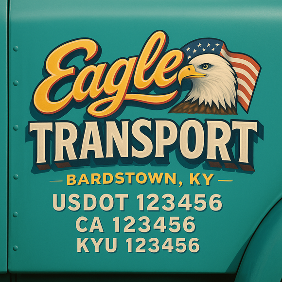 Custom Designed Truck Door Decal With Company or Trucking Name, Location, USDOT, MC, CA, KYU or GVW Sticker Sign For Compliance (2-Pack)