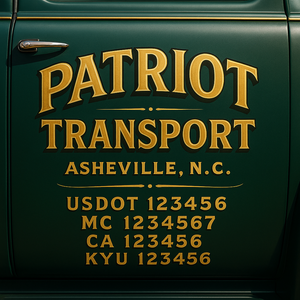 Custom Designed Truck Door Decal With Company or Trucking Name, Location, USDOT, MC, CA, KYU or GVW Sticker Sign For Compliance (2-Pack)
