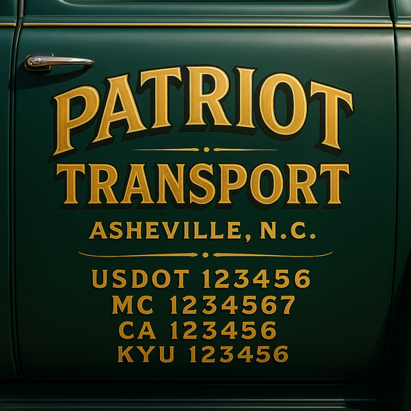 Custom Designed Truck Door Decal With Company or Trucking Name, Location, USDOT, MC, CA, KYU or GVW Sticker Sign For Compliance (2-Pack)