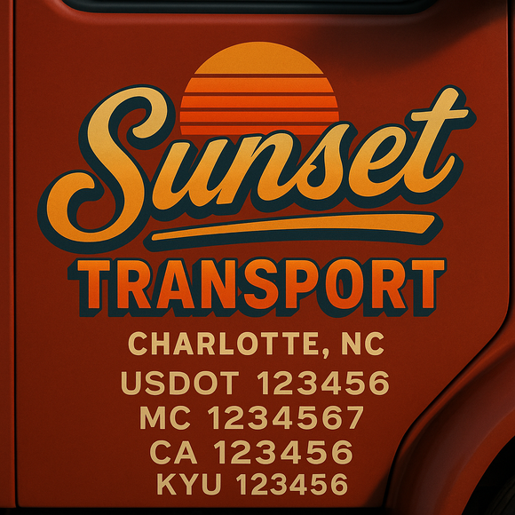 Custom Designed Truck Door Decal With Company or Trucking Name, Location, USDOT, MC, CA, KYU or GVW Sticker Sign For Compliance (2-Pack)