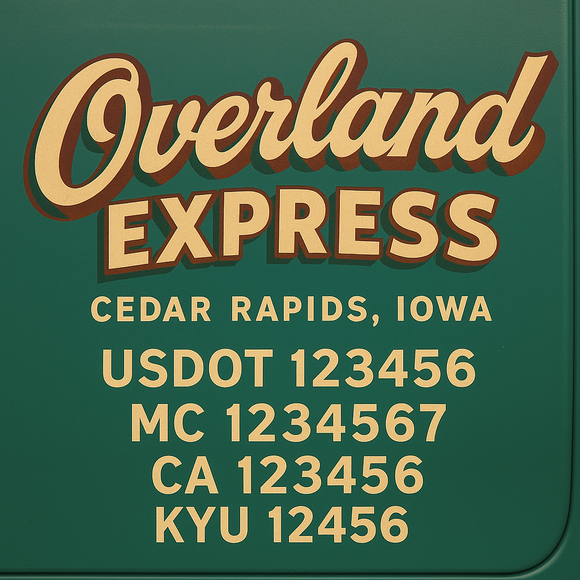 Custom Designed Truck Door Decal With Company or Trucking Name, Location, USDOT, MC, CA, KYU or GVW Sticker Sign For Compliance (2-Pack)