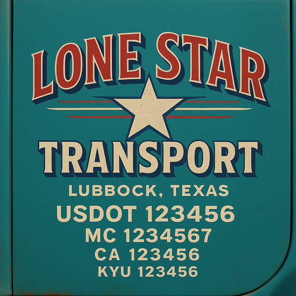 Custom Designed Truck Door Decal With Company or Trucking Name, Location, USDOT, MC, CA, KYU or GVW Sticker Sign For Compliance (2-Pack)
