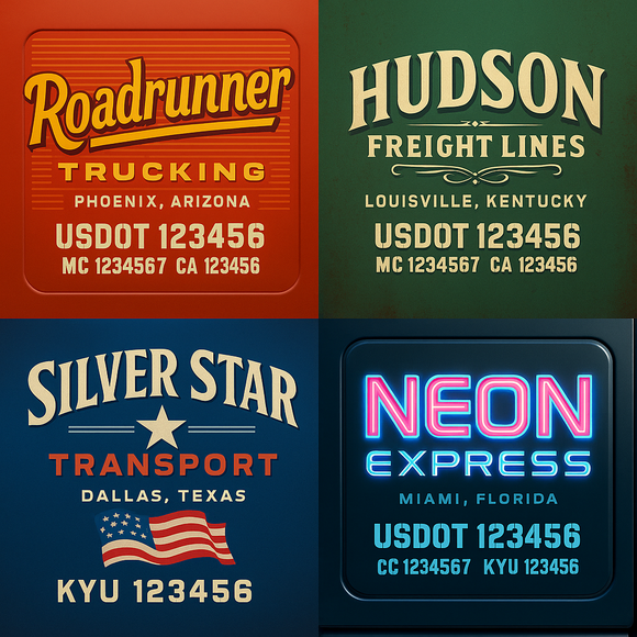 Custom Designed Truck Door Decal With Company or Trucking Name, Location, USDOT, MC, CA, KYU or GVW Sticker Sign For Compliance (2-Pack)