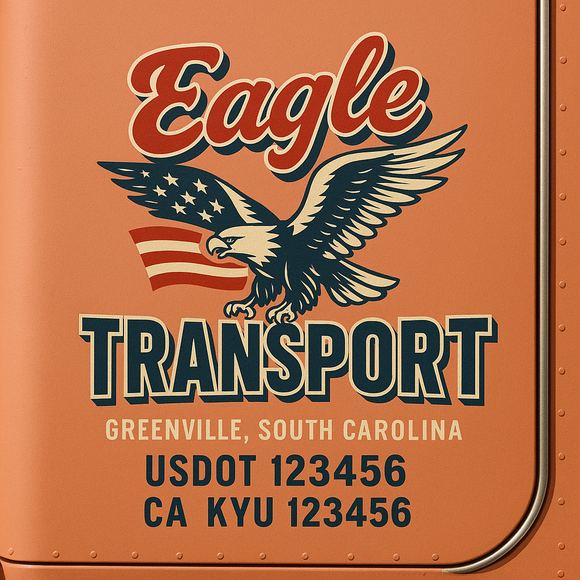Custom Designed Truck Door Decal With Company or Trucking Name, Location, USDOT, MC, CA, KYU or GVW Sticker Sign For Compliance (2-Pack)