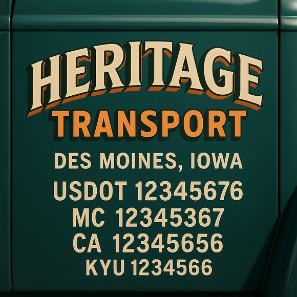 Custom Designed Truck Door Decal With Company or Trucking Name, Location, USDOT, MC, CA, KYU or GVW Sticker Sign For Compliance (2-Pack)