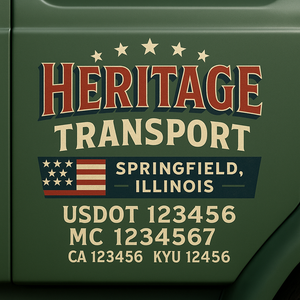 Custom Designed Truck Door Decal With Company or Trucking Name, Location, USDOT, MC, CA, KYU or GVW Sticker Sign For Compliance (2-Pack)