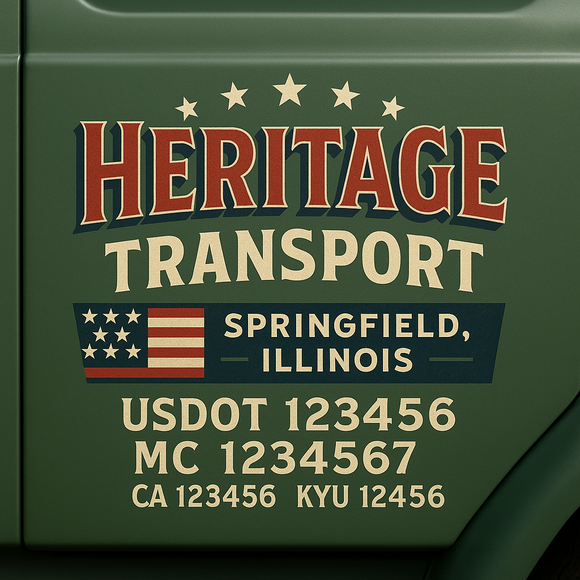 Custom Designed Truck Door Decal With Company or Trucking Name, Location, USDOT, MC, CA, KYU or GVW Sticker Sign For Compliance (2-Pack)