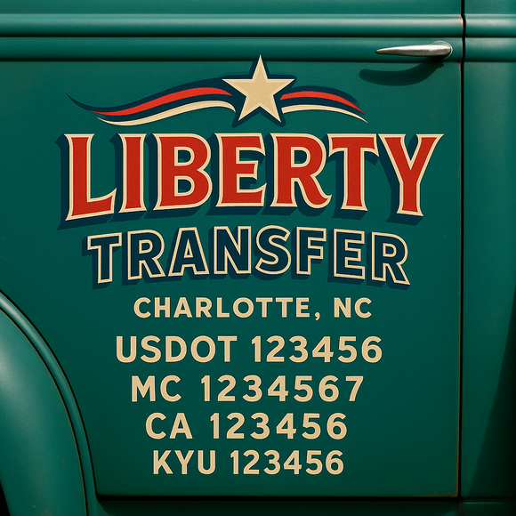 Custom Designed Truck Door Decal With Company or Trucking Name, Location, USDOT, MC, CA, KYU or GVW Sticker Sign For Compliance (2-Pack)