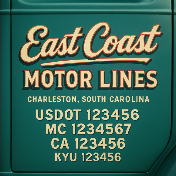 Custom Designed Truck Door Decal With Company or Trucking Name, Location, USDOT, MC, CA, KYU or GVW Sticker Sign For Compliance (2-Pack)