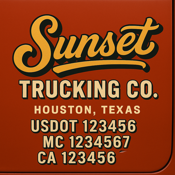 Custom Designed Truck Door Decal With Company or Trucking Name, Location, USDOT, MC, CA, KYU or GVW Sticker Sign For Compliance (2-Pack)