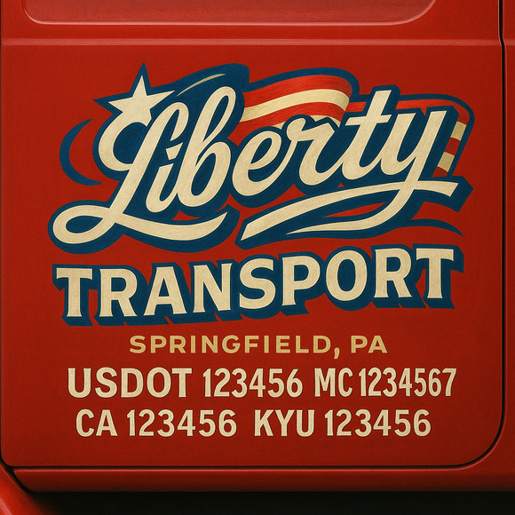 Custom Designed Truck Door Decal With Company or Trucking Name, Location, USDOT, MC, CA, KYU or GVW Sticker Sign For Compliance (2-Pack)