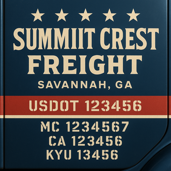 Custom Designed Truck Door Decal With Company or Trucking Name, Location, USDOT, MC, CA, KYU or GVW Sticker Sign For Compliance (2-Pack)