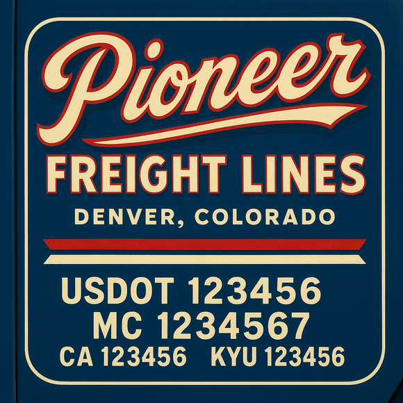 Custom Designed Truck Door Decal With Company or Trucking Name, Location, USDOT, MC, CA, KYU or GVW Sticker Sign For Compliance (2-Pack)