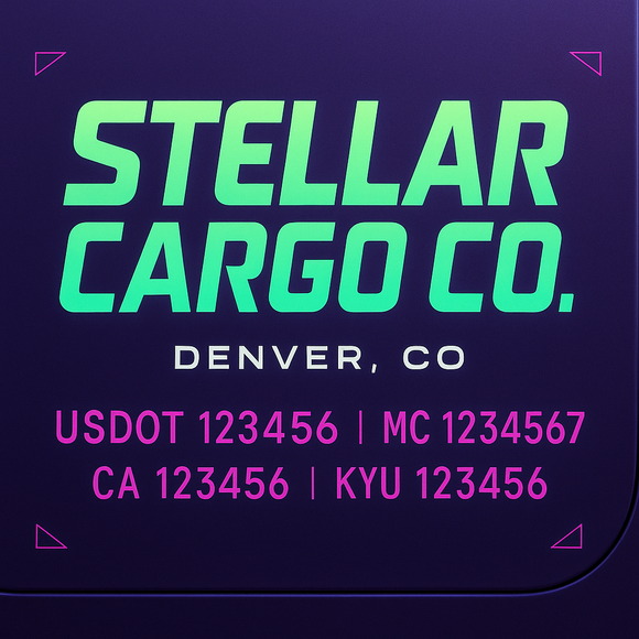 Custom Designed Truck Door Decal With Company or Trucking Name, Location, USDOT, MC, CA, KYU or GVW Sticker Sign For Compliance (2-Pack)