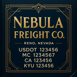 Custom Designed Truck Door Decal With Company or Trucking Name, Location, USDOT, MC, CA, KYU or GVW Sticker Sign For Compliance (2-Pack)
