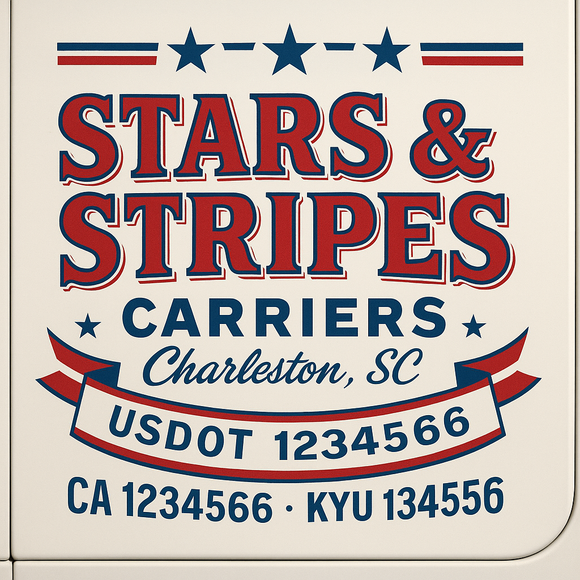 Custom Designed Truck Door Decal With Company or Trucking Name, Location, USDOT, MC, CA, KYU or GVW Sticker Sign For Compliance (2-Pack)