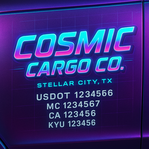 Custom Designed Truck Door Decal With Company or Trucking Name, Location, USDOT, MC, CA, KYU or GVW Sticker Sign For Compliance (2-Pack)