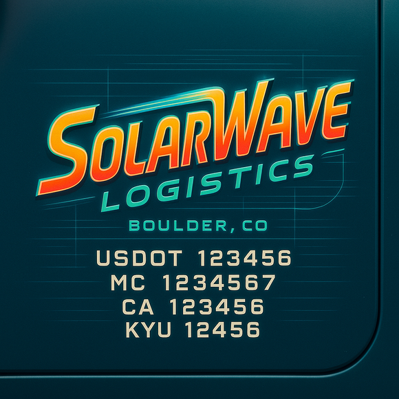 Custom Designed Truck Door Decal With Company or Trucking Name, Location, USDOT, MC, CA, KYU or GVW Sticker Sign For Compliance (2-Pack)