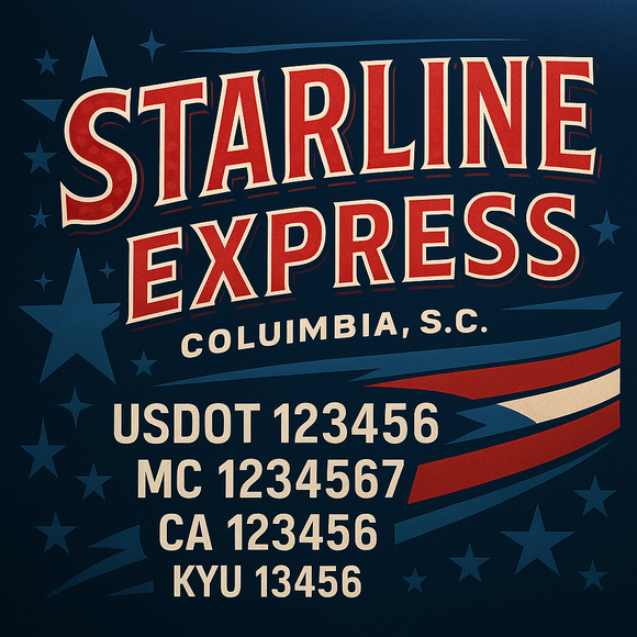 Custom Designed Truck Door Decal With Company or Trucking Name, Location, USDOT, MC, CA, KYU or GVW Sticker Sign For Compliance (2-Pack)