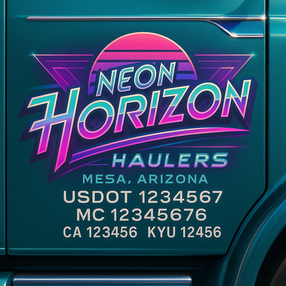 Custom Designed Truck Door Decal With Company or Trucking Name, Location, USDOT, MC, CA, KYU or GVW Sticker Sign For Compliance (2-Pack)