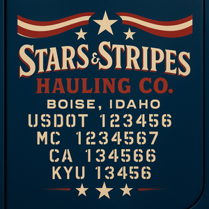 Custom Designed Truck Door Decal With Company or Trucking Name, Location, USDOT, MC, CA, KYU or GVW Sticker Sign For Compliance (2-Pack)