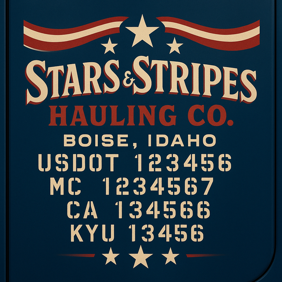 Custom Designed Truck Door Decal With Company or Trucking Name, Location, USDOT, MC, CA, KYU or GVW Sticker Sign For Compliance (2-Pack)