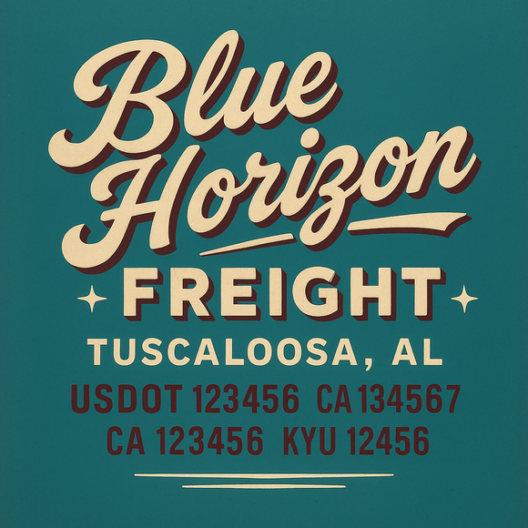 Custom Designed Truck Door Decal With Company or Trucking Name, Location, USDOT, MC, CA, KYU or GVW Sticker Sign For Compliance (2-Pack)