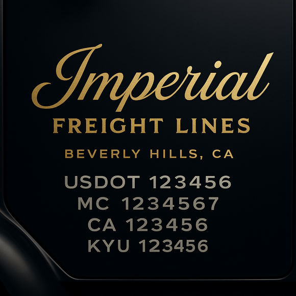 Custom Designed Truck Door Decal With Company or Trucking Name, Location, USDOT, MC, CA, KYU or GVW Sticker Sign For Compliance (2-Pack)
