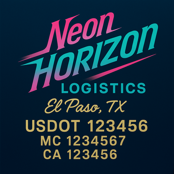 Custom Designed Truck Door Decal With Company or Trucking Name, Location, USDOT, MC, CA, KYU or GVW Sticker Sign For Compliance (2-Pack)
