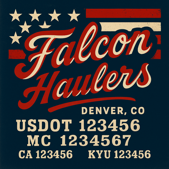 Custom Designed Truck Door Decal With Company or Trucking Name, Location, USDOT, MC, CA, KYU or GVW Sticker Sign For Compliance (2-Pack)